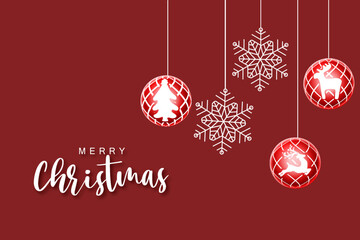 Merry Christmas background with snowflakes and read color background