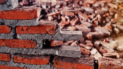 Unconventional building site The masonry was neglected, irresponsible, not progressing, only half...