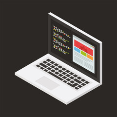 Fototapeta na wymiar vector themed coding laptop concept