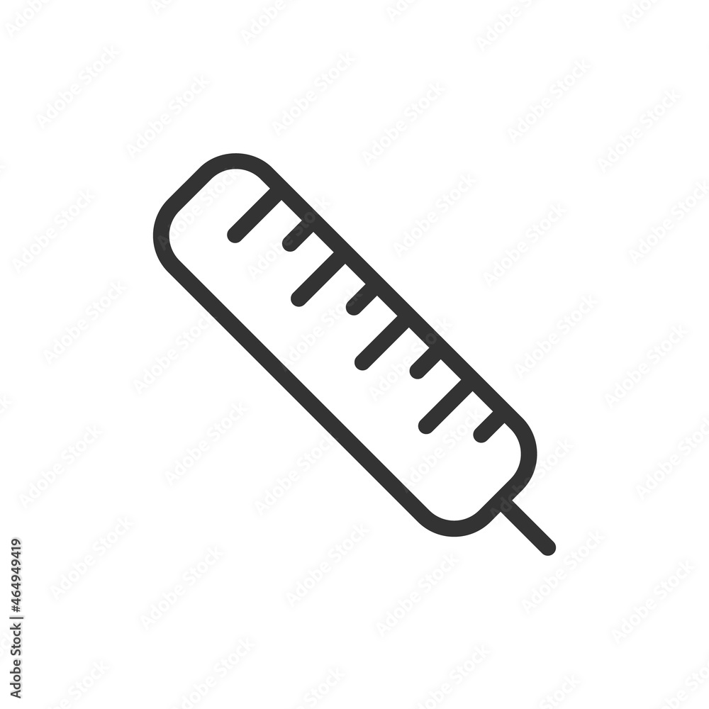 Poster thin line icon of thermometer.
