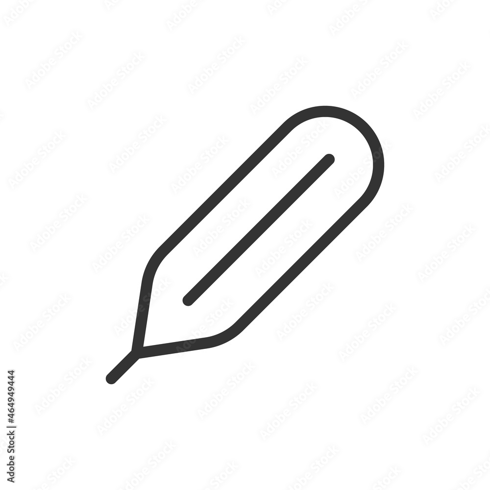 Poster thin line icon of thermometer.