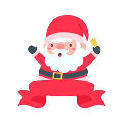 cartoon santa wearing red knitted hat for decorating Christmas greeting cards