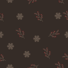 Christmas holiday vector seamless pattern from snowflake and tree