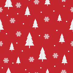Christmas holiday vector seamless pattern from snowflake and tree
