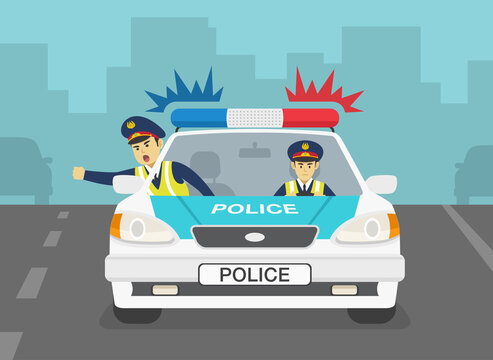 police car with officers on duty clip art preview