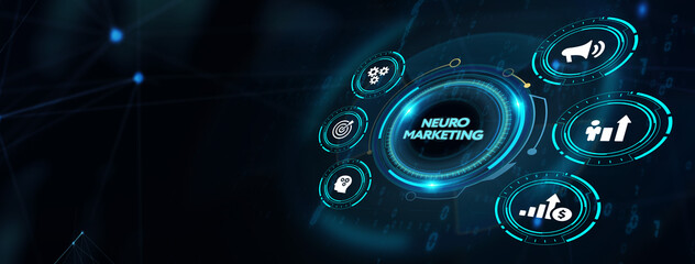 Neuromarketing. Sales and advertising marketing strategy concept. Business, Technology, Internet and network concept.  3d illustration