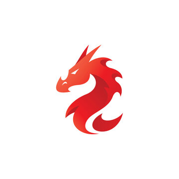 Dragon illustration with modern gradient color, dragon logo vector icon