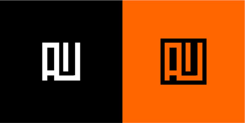 AU Letter Initial Logo Design Template Vector Illustration