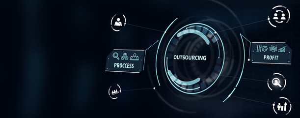 Business, Technology, Internet and network concept. Outsourcing Human Resources. 3d illustration