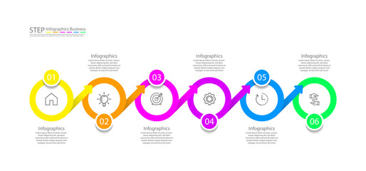 Presentation business infographic template circle colorful with 6 step