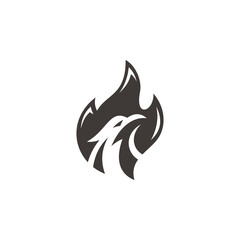 Fire bird logo design, phoenix, eagle, falcon, hawk head and flame vector icon