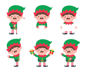 Elf character for decorating Christmas greeting cards.