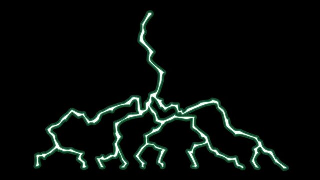 Animation white lightning on black background.

