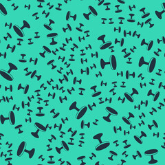 Black Round table icon isolated seamless pattern on green background. Vector