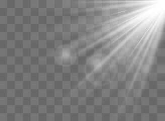 Vector transparent sunlight special lens flash light effect.front sun lens flash. Vector blur in the light of radiance.