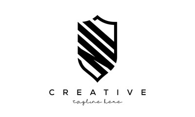 NU letters Creative Security Shield Logo