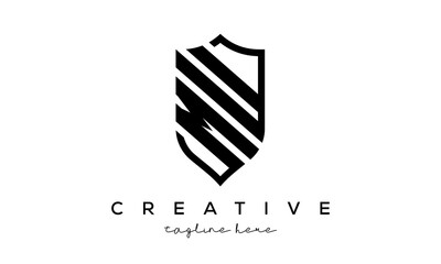 MU letters Creative Security Shield Logo