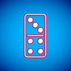 White Domino icon isolated on blue background. Vector