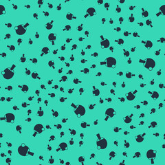 Obraz premium Black Racket for playing table tennis icon isolated seamless pattern on green background. Vector