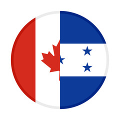 round icon with canada and honduras flags, isolated on white background