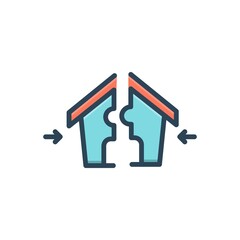 Color illustration icon for merger