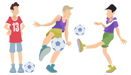 Boys play ball. Illustration for internet and mobile website.