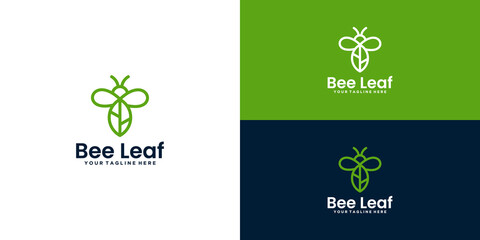 creative beetle logo with design leaf and business card