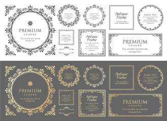 クリスマスをイメージしたフレームデザインのセット。アンティーク。ビンテージ。エレガント