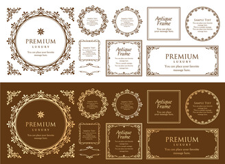 クリスマスをイメージしたフレームデザインのセット。アンティーク。ビンテージ。エレガント