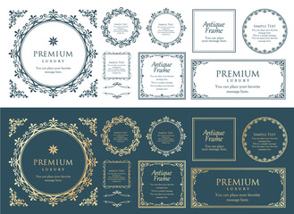 クリスマスをイメージしたフレームデザインのセット。アンティーク。ビンテージ。エレガント