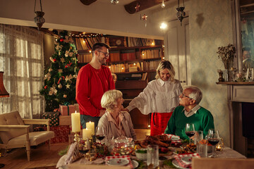 Family having dinner on Christmas eve