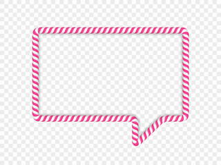 Pink candy cane frame shaped as speech bubble