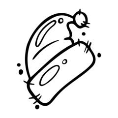 Doodle christmas hat in vector. Idea for design of cards, background, pattern, set or childrens illustration.