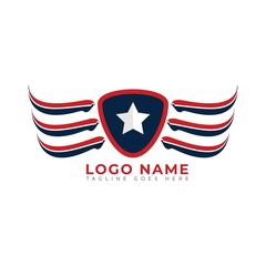 america shield and wing logo design modern vector template
