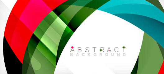 Geometric abstract background. Circle created with overlapping color shapes. Vector Illustration For Wallpaper, Banner, Background, Landing Page