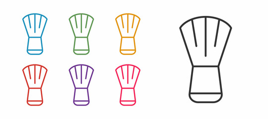 Set line Makeup brush icon isolated on white background. Set icons colorful. Vector