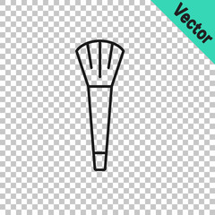 Black line Makeup brush icon isolated on transparent background. Vector