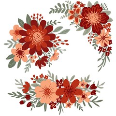 Fototapeta na wymiar hand drawn flat design flower arrangement collection