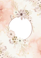 floral frame flower soft with white space watercolor