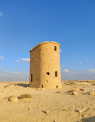 Watertower near the Ottoman railway station. Nitzana. Negev desert in Israel - obrazy, fototapety, plakaty