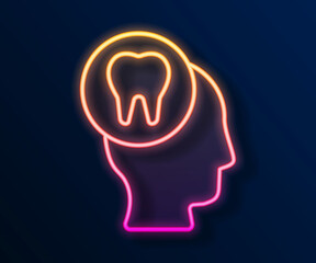 Glowing neon line Toothache icon isolated on black background. Vector