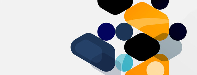 Abstract round geometric shapes and circles background. Trendy techno business template for wallpaper, banner, background or landing