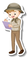 A sticker template of boy cartoon character