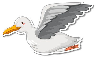 Dove bird cartoon sticker on white background