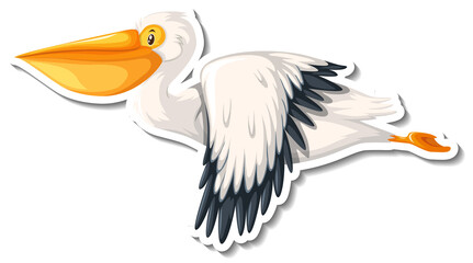 Pelican bird flying cartoon sticker