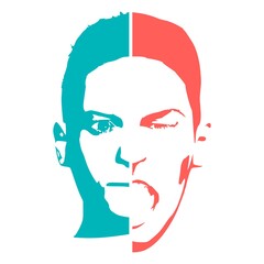 Human face front view silhouette. Mind health concept