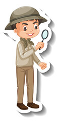 Boy wear safari outfit cartoon character sticker