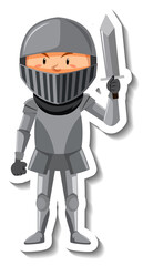 Knight in armour with sword cartoon sticker