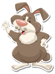 Rabbit cartoon character on white background