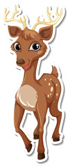 Deer standing cartoon character sticker